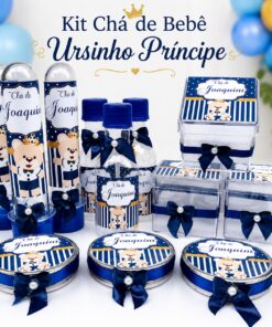 Kit Festa Ursinho Príncipe Personalizado | Chá de Bebê e Aniversário Infantil 40 peças #0007