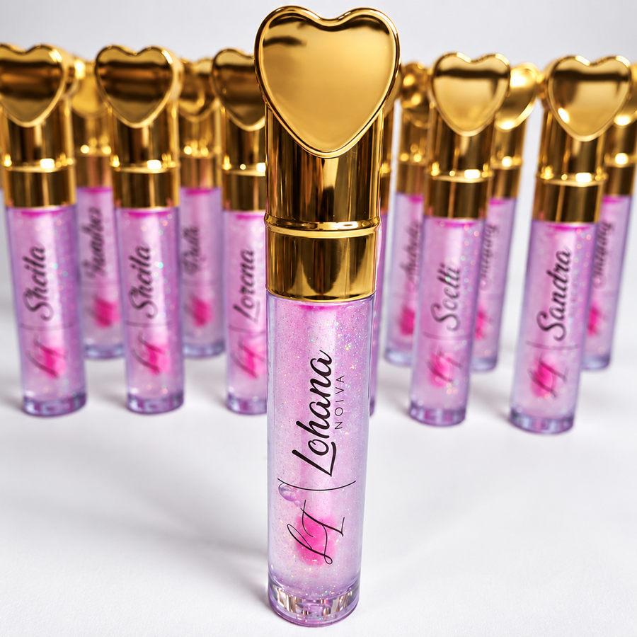 Lip Gloss Labial de Luxo Personalizado para Empresas + nome individual (heart II) #0974