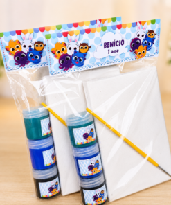 Kit Pintura em Tela - Bolofofos Azul Menino #0761