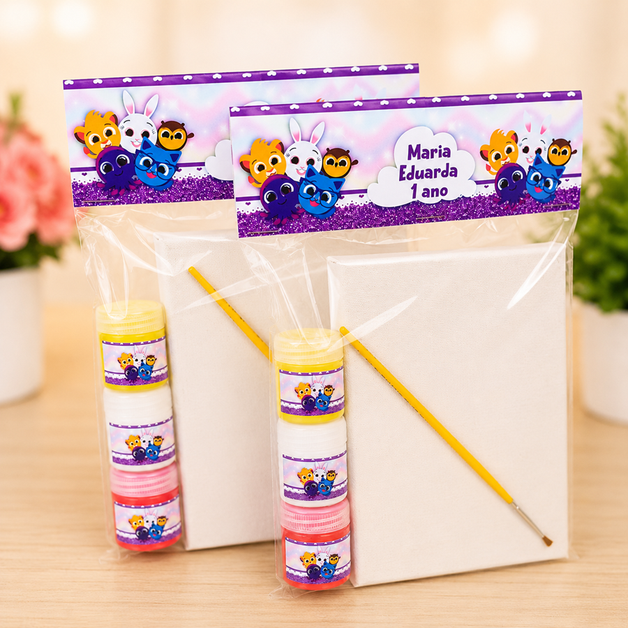 Kit Pintura em Tela - Bolofofos Roxo Menina #0146