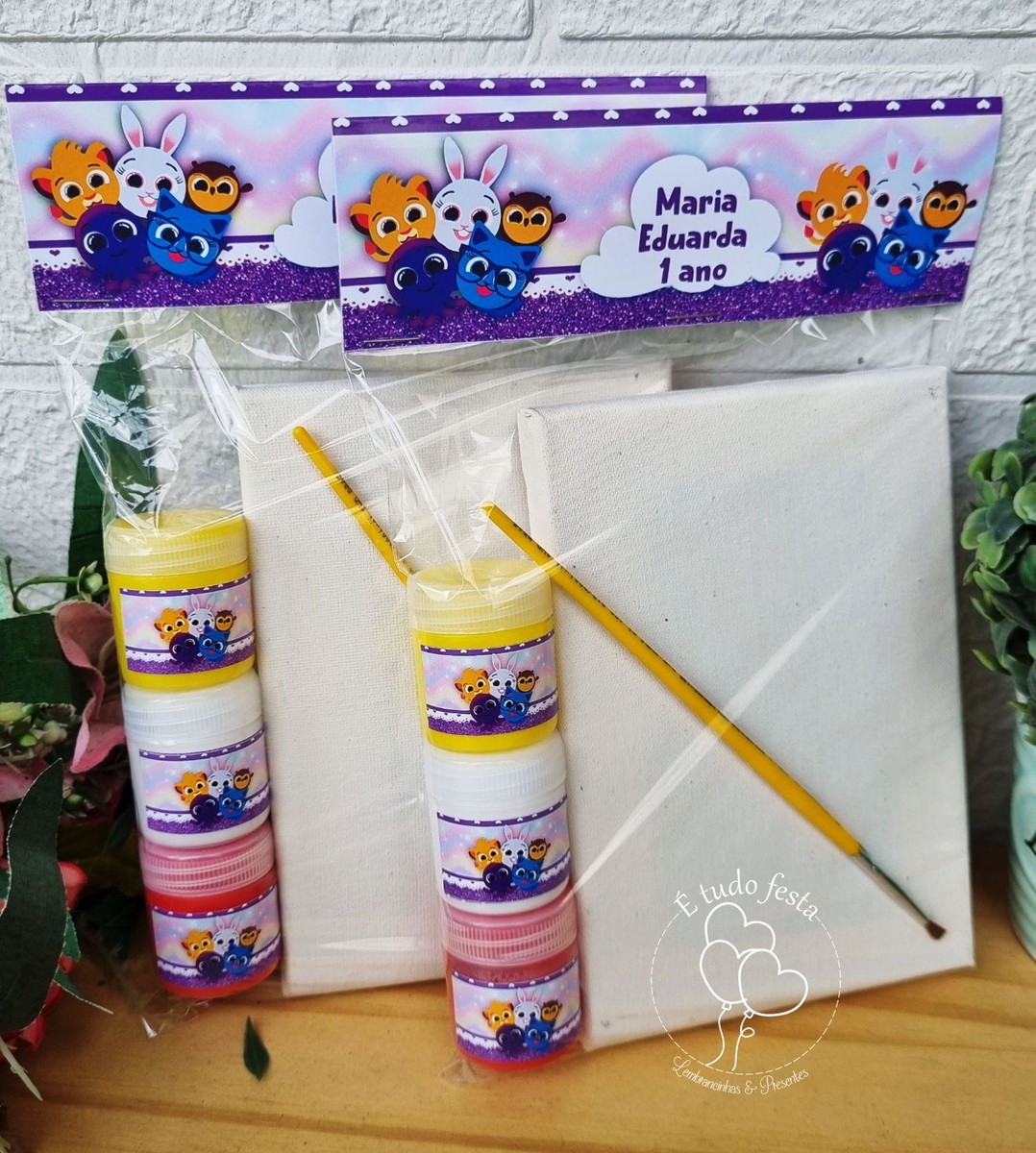 Kit Pintura em Tela - Bolofofos Roxo Menina #0146 - Imagem 2