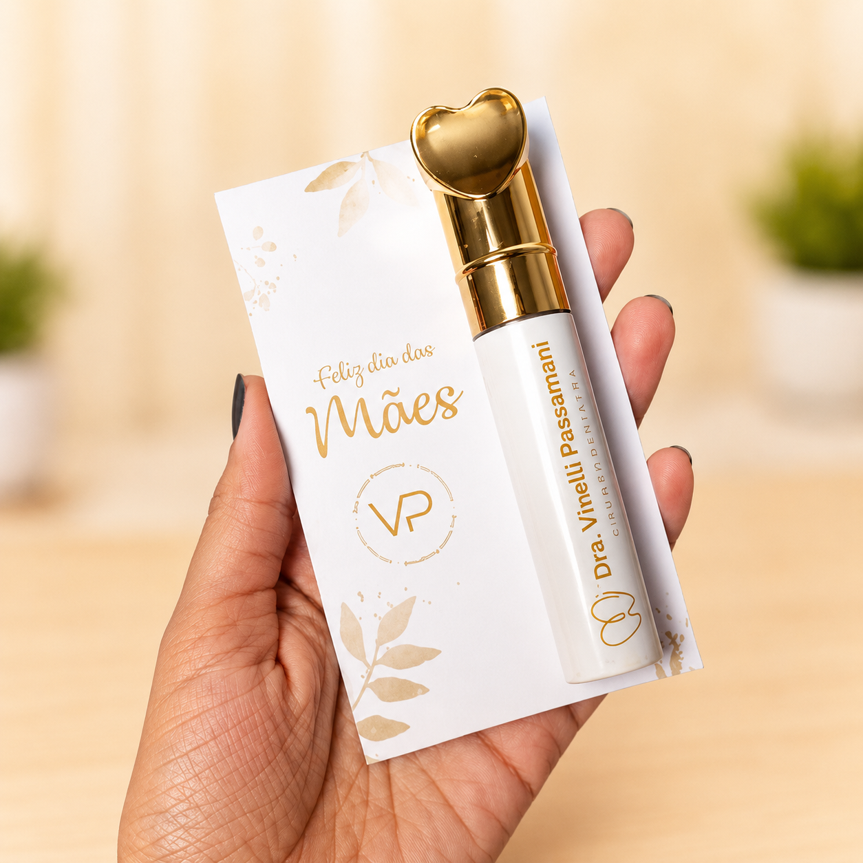 Lip Gloss Labial de Luxo Personalizado com cartão para Empresas - dia das mães (Heart I) #1276
