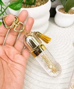 Lip Gloss Hidra Cristal Personalizado com Chaveiro Coração (kiko DOURADO) #1334