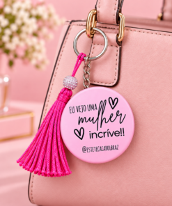 Alternative view of Chaveiro Espelho Personalizado Outubro Rosa #1352