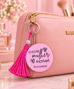 Chaveiro Espelho Personalizado Outubro Rosa #1352 - Imagem 4
