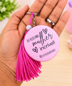 Chaveiro Espelho Personalizado Outubro Rosa #1352